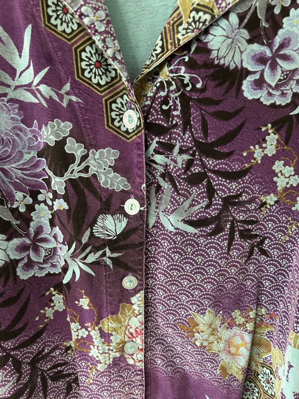 Tianello Aida Blouse Women’s M Vibrant Purple Floral Tencel Button-Up - Picture 5 of 16